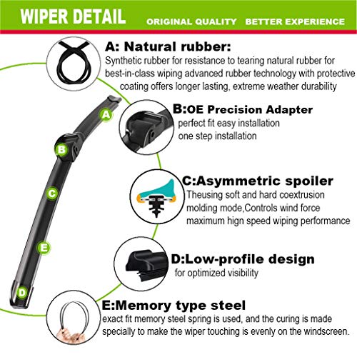 Front Wiper Blades 26"26" Replacement for VW Touareg Porsche Cayenne (2 Count)