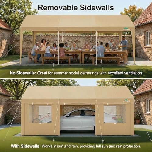 12x20 FT Heavy Duty Carport with Galvanized Frame