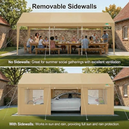 12x20 FT Heavy Duty Carport with Galvanized Frame