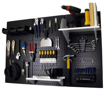 Pegboard Organizer 4 ft. Metal Pegboard Standard Tool Storage Kit with Black Toolboard and White Accessories