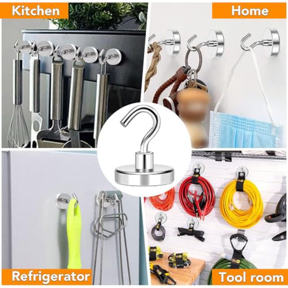 Magnetic Hooks Heavy Duty 170LB+ Strong Neodymium Magnets