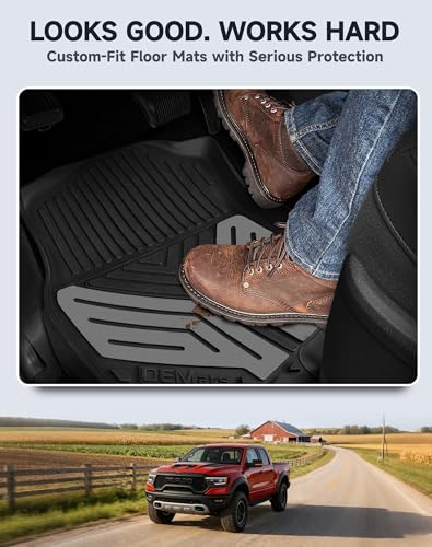 Premium Color TPE Floor Mats for Ram 1500 Crew Cab 2019