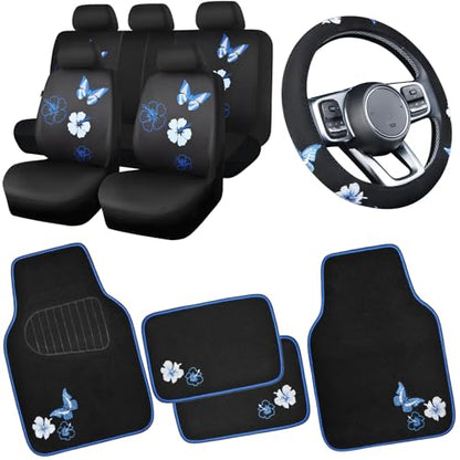 Blue Butterfly Car Seat Covers Full Set