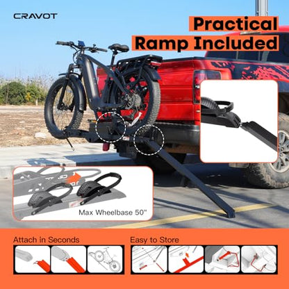 E1 Ebike Rack with Ramp 100lbs 5'' Tire 2'' Receiver