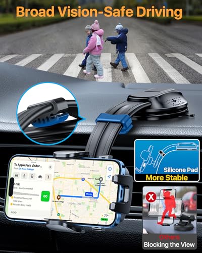 Upgraded Strongest Suction No Block View Bendable Arm Car Phone Holder
