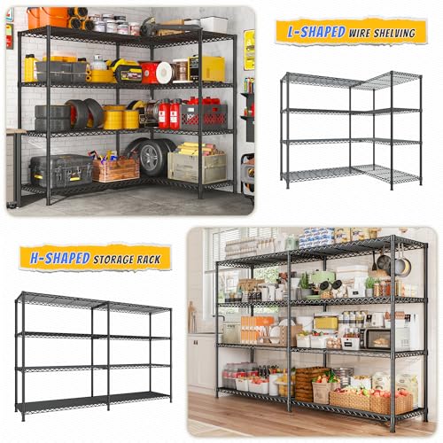 72.8" W Storage Shelves Load 1500LBS (4 Count)