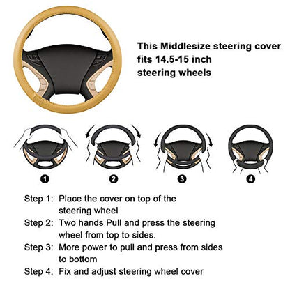 Top Grade Black Genuine Leather Steering Wheel Cover Women Men