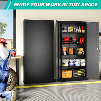 Metal Storage Cabinet with 2 Doors and 5 Shelves