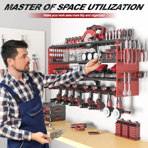 33" Metal Power Tool Organizer Wall Mount