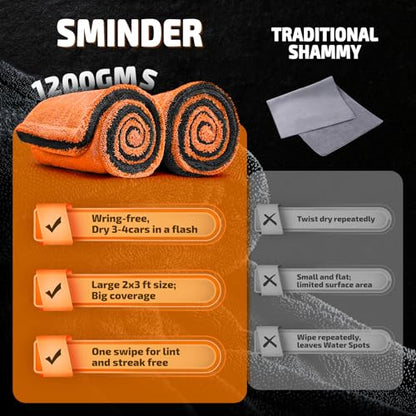 2 Pack 1200 GSM Car Drying Towels