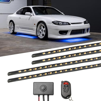 4pc Blue Slimline LED Car Flexible Underglow Lighting Kit (4 Count)