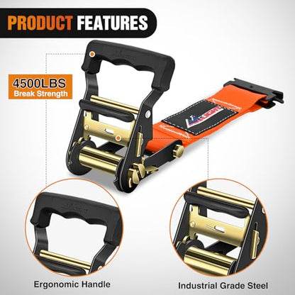 Wheel Chock Tie Down Kit with 4Pcs E Track Ratchet Straps