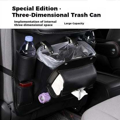 Universal Premium Leather Foldable Car Backseat Organizer with Table Tray