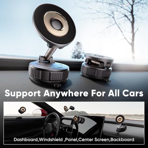 Car Phone Holder for Magsafe [120+LBS Strong Suction & 2800gf Magnetic]