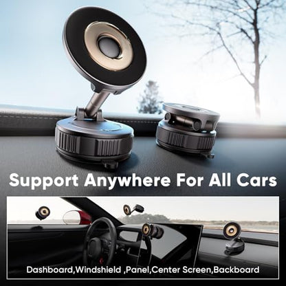 Car Phone Holder for Magsafe [120+LBS Strong Suction & 2800gf Magnetic]