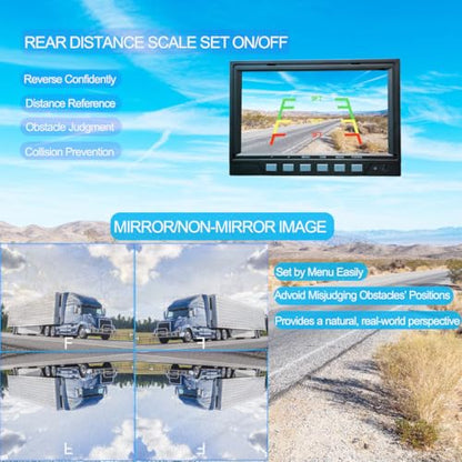 AHD 1080P 7" Rear View Backup Dual Twin Lens Waterproof Camera System