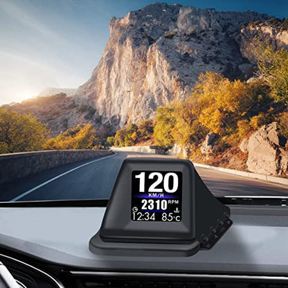 Head Up Display for Car Digital Speedometer Display GPS+OBD2 Dual System Smart Gauge MPH Clock RPM Over Speed Alarm Odometer for All Vehicle
