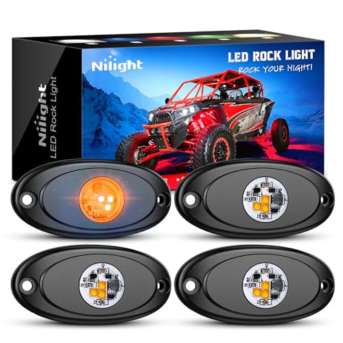 LED Rock Light 4 PCS Amber Color Waterproof