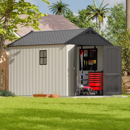 8x10 FT Resin Outdoor Storage Shed with Floor