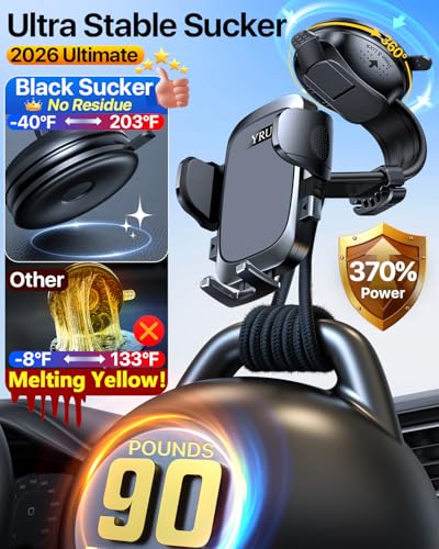 2026 Ultimate Car Phone Holder Mount Bendable & Adjustable Aluminum Arm Cell Phone Holder for Car Dashboard Windshield Phone Stand for iPhone 17 16 15 14 Pro Max Samsung Pickup Truck
