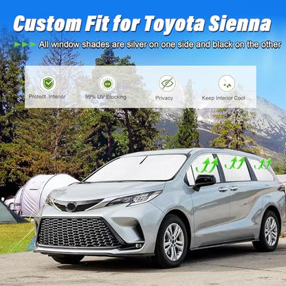 8pcs Thicken Full Sun Shades for Toyota Sienna 2021 (8 Count)