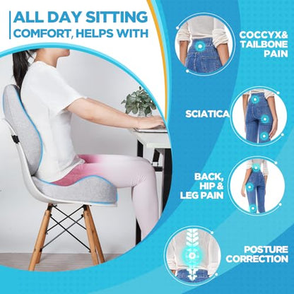 Seat Cushion & Lumbar Support Pillow for Office Chair