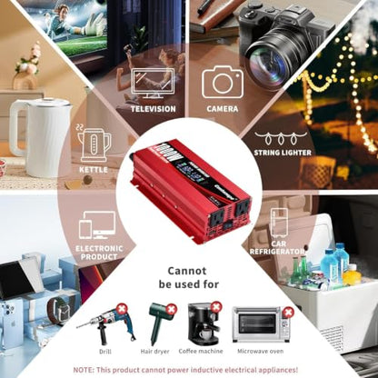 1000W Power Inverter DC 12V to 110V