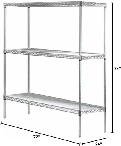 Omega 24" Deep x 72" Wide x 74" High 3 Tier Gray Starter Shelving Unit
