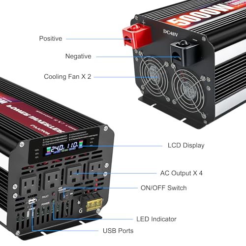 5000 Watt Power Inverter 24V to 110V 120V for Vehicle