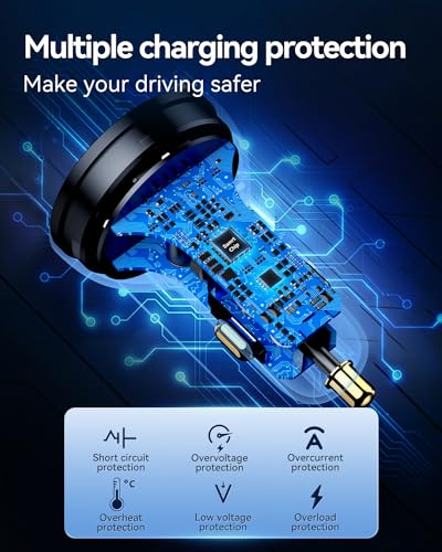 70W 4‑Port PD USB C Fast Car Charger Cigarette Lighter Adapter
