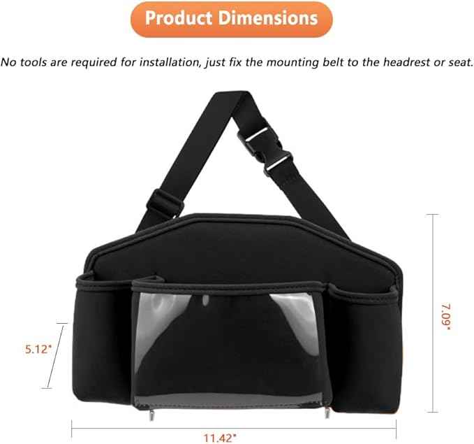 Tumecos Car Seat Back Storage Bag, Car Backseat Organizer with Tissue Box, Large Capacity Car Storage Box, Multi-function Car Rear Seat Storage Pocket, Universal for Most Vehicles (Style B, Black)
