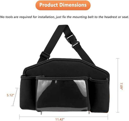 Tumecos Car Seat Back Storage Bag, Car Backseat Organizer with Tissue Box, Large Capacity Car Storage Box, Multi-function Car Rear Seat Storage Pocket, Universal for Most Vehicles (Style B, Black)