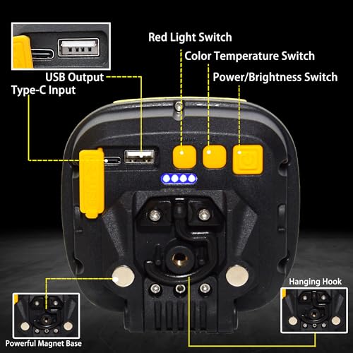 2 Pack Magnetic Work Light Rechargeable 5000Lumens (2 Count)