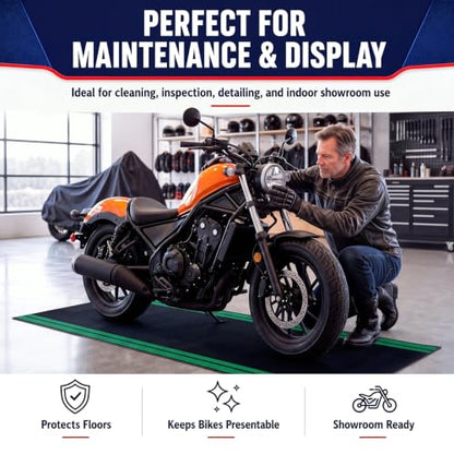 Motorcycle Mat Garage Floor Rug Washable Parking Mats for Garage Floors Non Slip Oil Absorbent Pad Rubber Backing Layer Protects Floor
