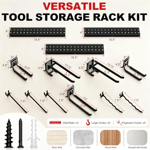 Garage Tool Organizer Wall Mount 49.5 inches with 10 Adjustable Heavy