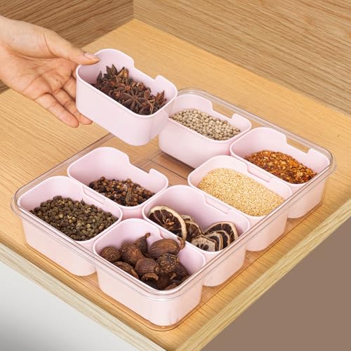 Divided Snack Serving Tray with Lid and Handle Travel Snackle Charcuterie Container Portable Storage Organizer for Candy