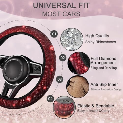 Bling Car Floor Mats Full Set and Steering Wheel Cover