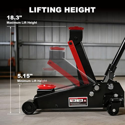 Floor Jack 3 Ton Capacity Fast Lift Service Jack Steel Heavy Duty Hydraulic Car Jack Black