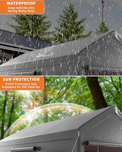10x20 Ft. Metal Carport Garage with PE Fabric and Galvanized Steel Frame Outdoor Shelter for Cars