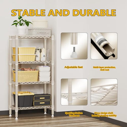 1000 lbs 4 Shelf Standing Storage Shelves Heavy Duty Metal Shelving Unit Adjustable Wire Rack for Office Garage Kitchen (4 Count)