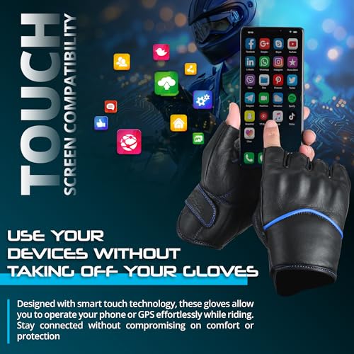 Motorcycle Gloves Men's Leather Motorbike Gloves Touchscreen Function