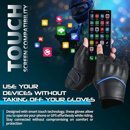 Motorcycle Gloves Men's Leather Motorbike Gloves Touchscreen Function
