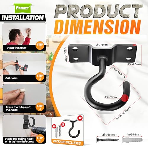 2Pcs 200LB Rotatable Ceiling Hook Wall Mount Metal Hanger for Hanging Plant (2 Count)