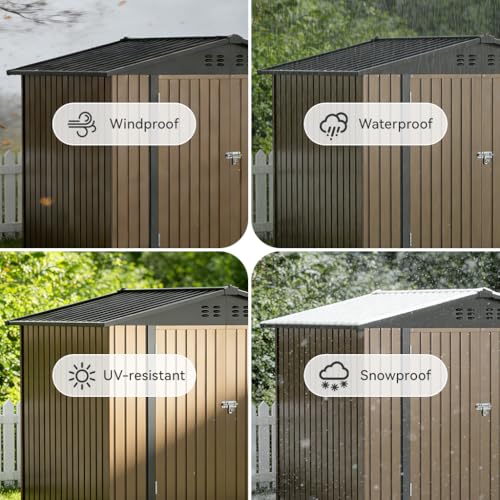 Shed Storage Outdoor Metal Windowed Lockable Weatherproof Ventilated Backyard Garden Utility Workshop