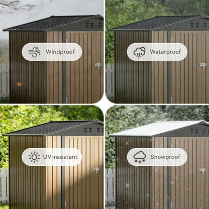 Shed Storage Outdoor Metal Windowed Lockable Weatherproof Ventilated Backyard Garden Utility Workshop