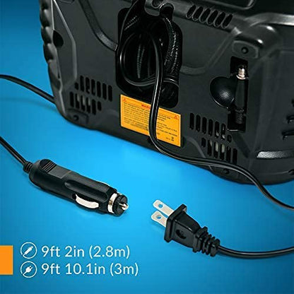 AC DC Power Supply Portable Air Compressor Pump with Analog Display to 100 PSI for Home