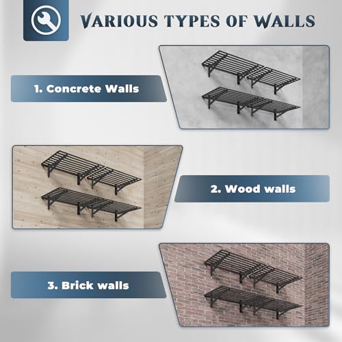 4 Pack Wall Mounted Garage Shelving with 16 Hooks (4 Count)