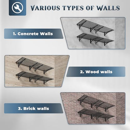 4 Pack Wall Mounted Garage Shelving with 16 Hooks (4 Count)
