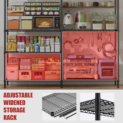 61.7''W Storage Shelves Load 1220LBS Wire Shelving Unit 4 Tier Metal Shelving for Storage Rack Shelves Heavy Duty Garage Shelf Pantry Shelves Kitchen Shelving (4 Count)