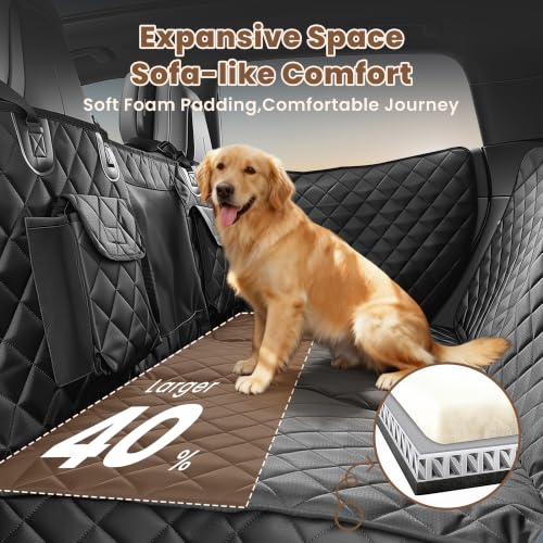 Hard Bottom Dog Car Seat Cover for Back Seat with Door Protector